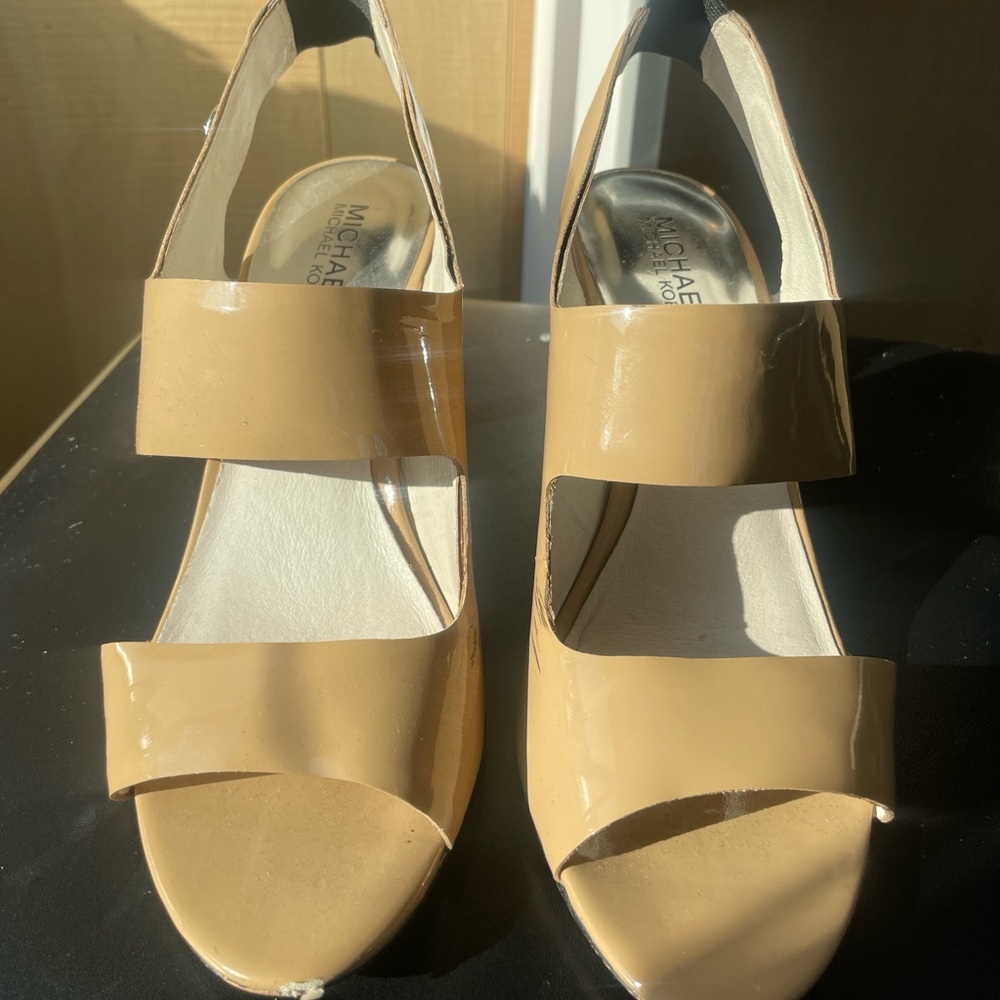 Patent Leather Tan Heels